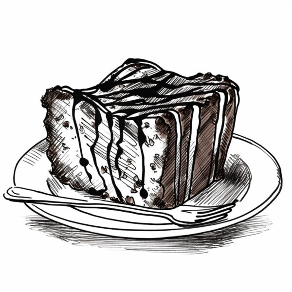 hand drawn Chocolate bread pudding